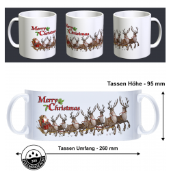 Merry Christmas Weihnachten Rentier Weihnachtsmann Fun Tasse Becher Kaffeetasse