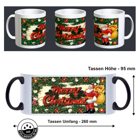 Merry Christmas Weihnachten Santa Clause Kugeln Geschenk Fun Tasse Becher Kaffeetasse